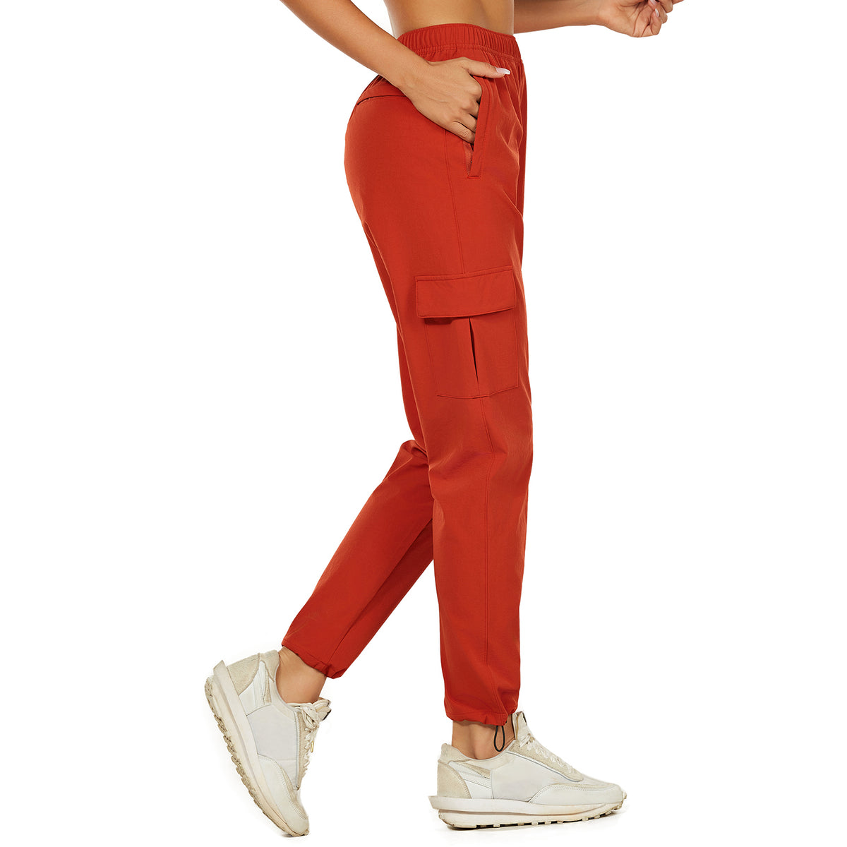 HUGE SPORTS High Waisted Hiking Pants for Women Orange Beast Layer