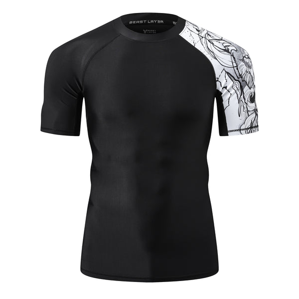 Men's Splice UV Sun Protection UPF 50+ Skins Rash Guard Short Sleeves