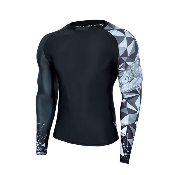 Men Rash Guard UPF50 Surf Shirt Beast Layer Base Layer