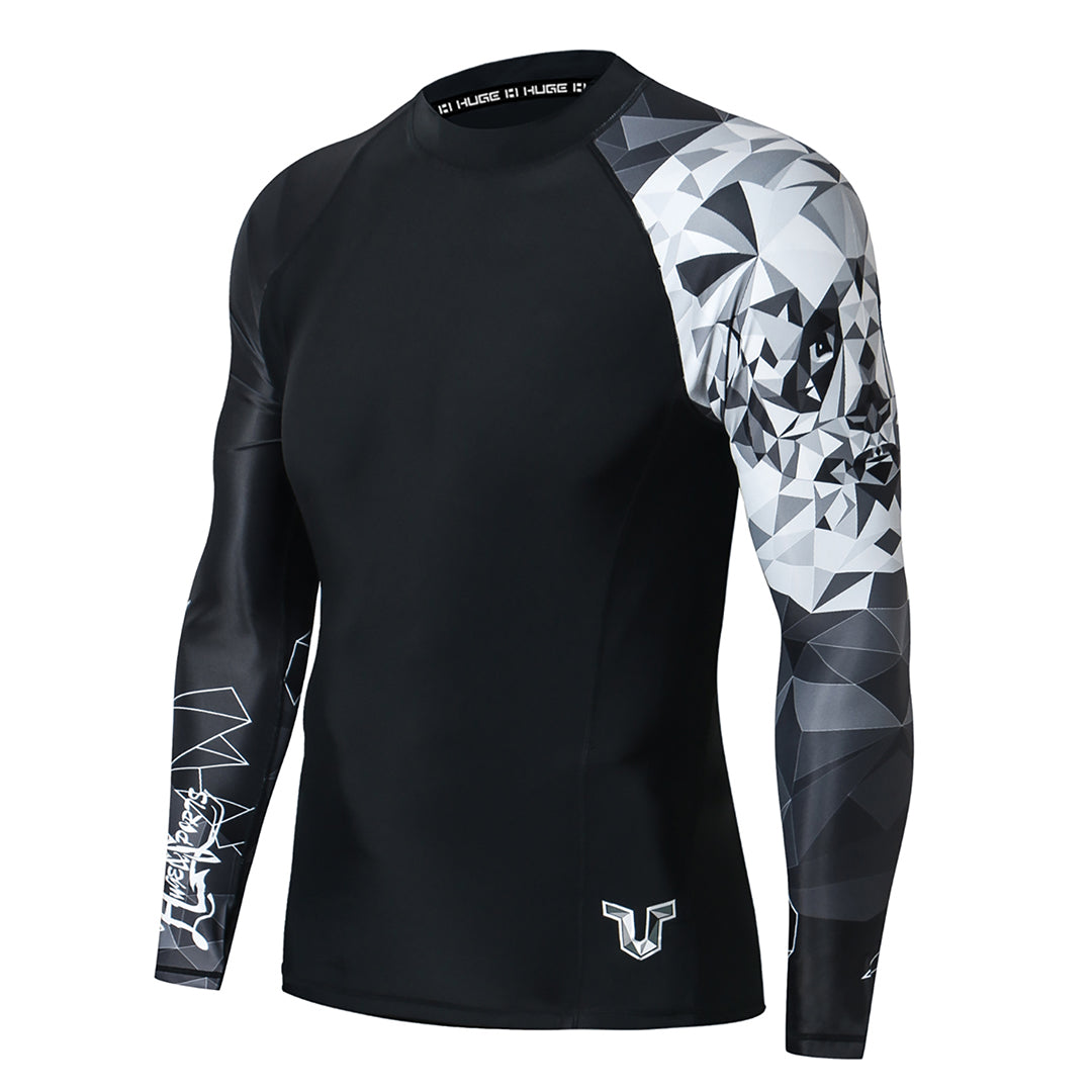 Men Rash Guard UPF50 Surf Shirt Beast Layer Base Layer