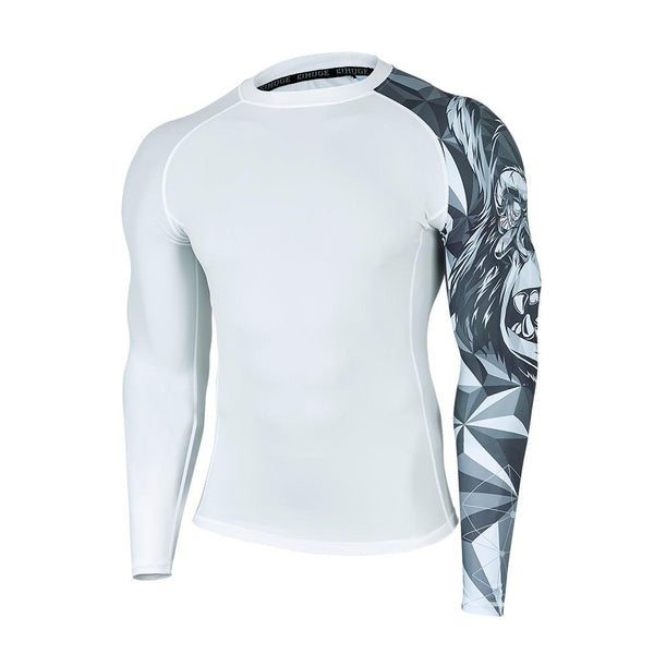 Classic White Long Sleeve UPF50 Rashguard for Men - King Kong Style | Beast Layer