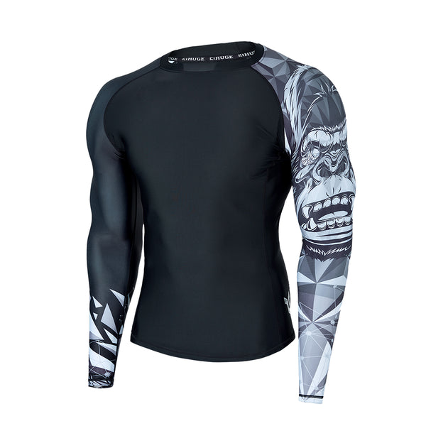 Men Rash Guard UPF50 Surf Shirt Beast Layer