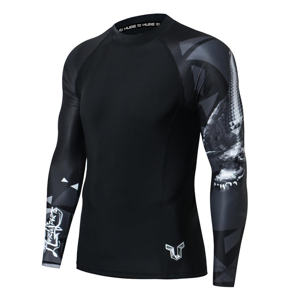 Graphic UPF50+ Long Sleeve Rash Guard for Men - Alligator Style | Beast Layer