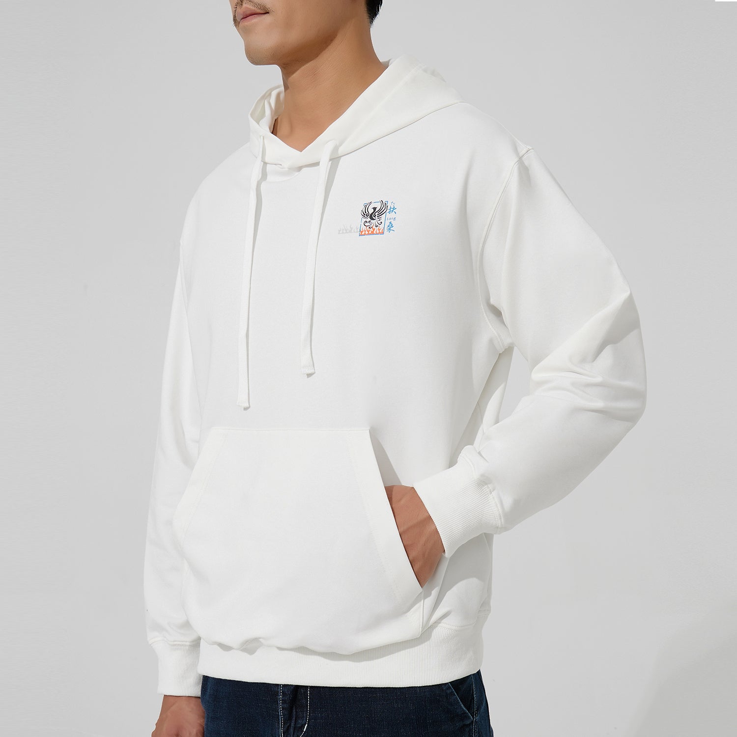 Men White Hoodie Beast Layer Sweatshirt