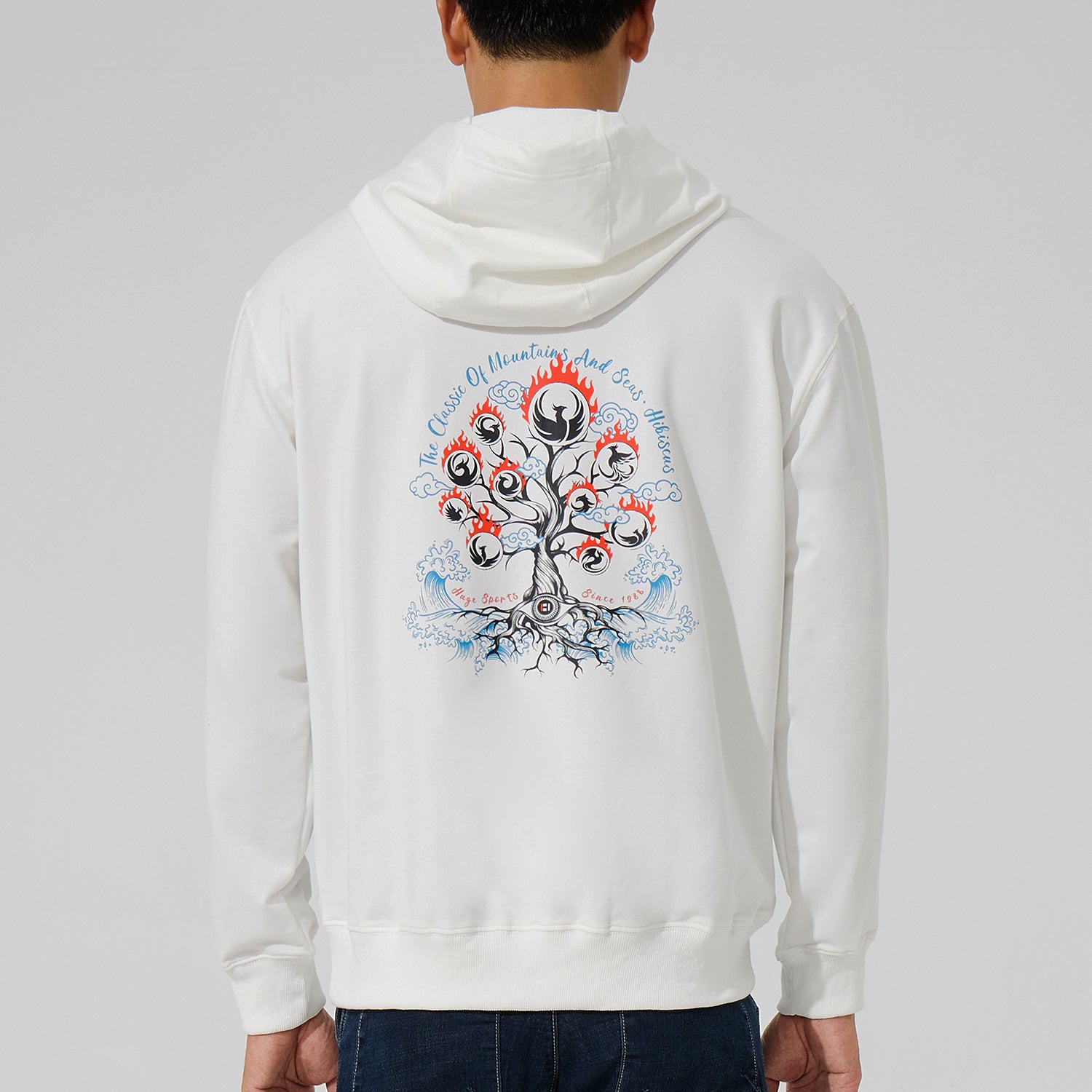 Men White Hoodie Beast Layer Sweatshirt