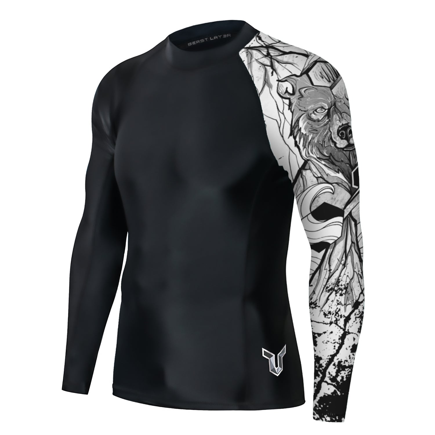 Men Rash Guard Beast Layer UPF50 Surf Shirt 