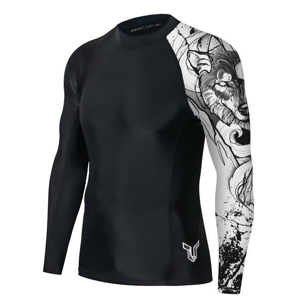 Men Rash Guard Beast Layer UPF50 Surf Shirt Sun Shirt 