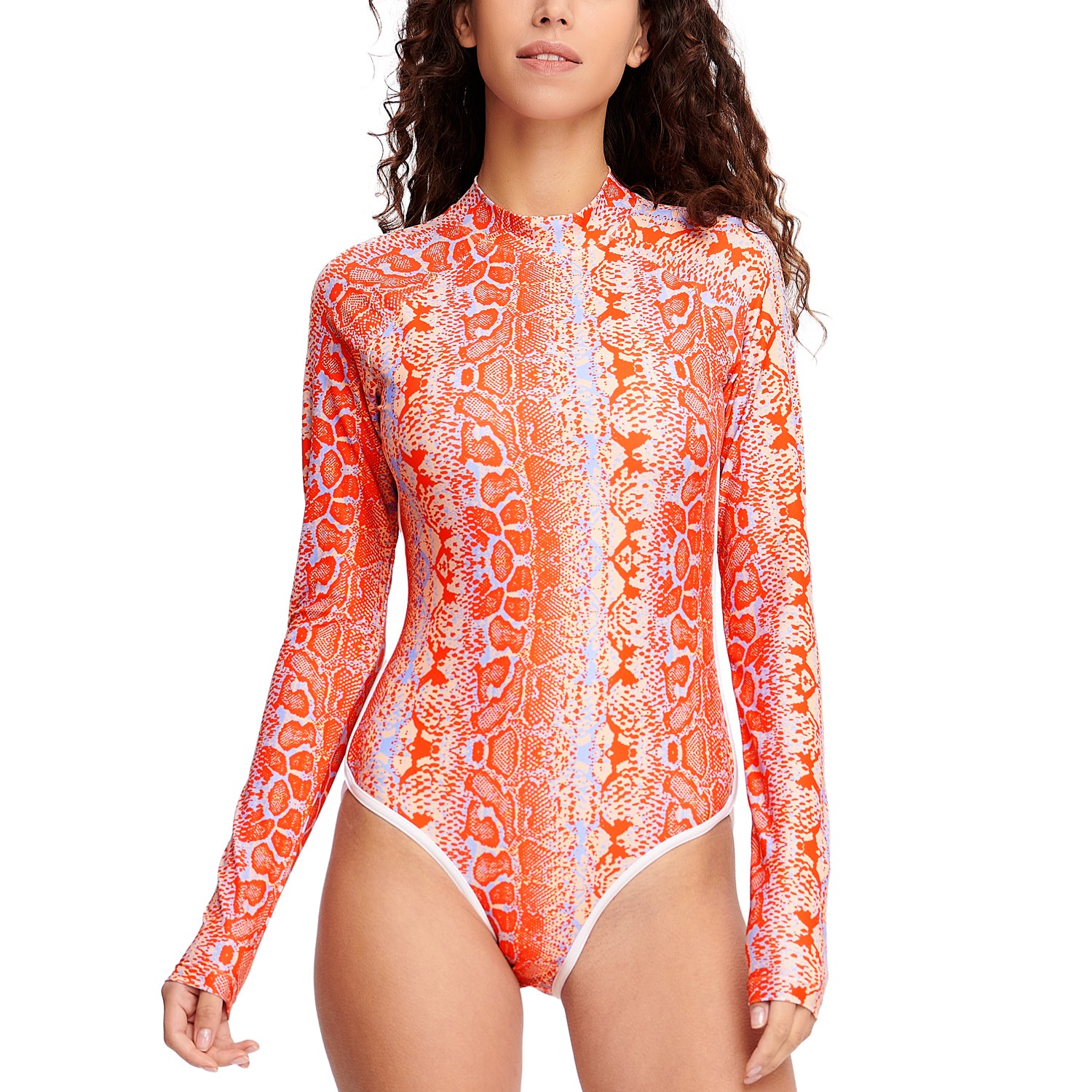 Women Rash Guard Orange Beast Layer One Piece